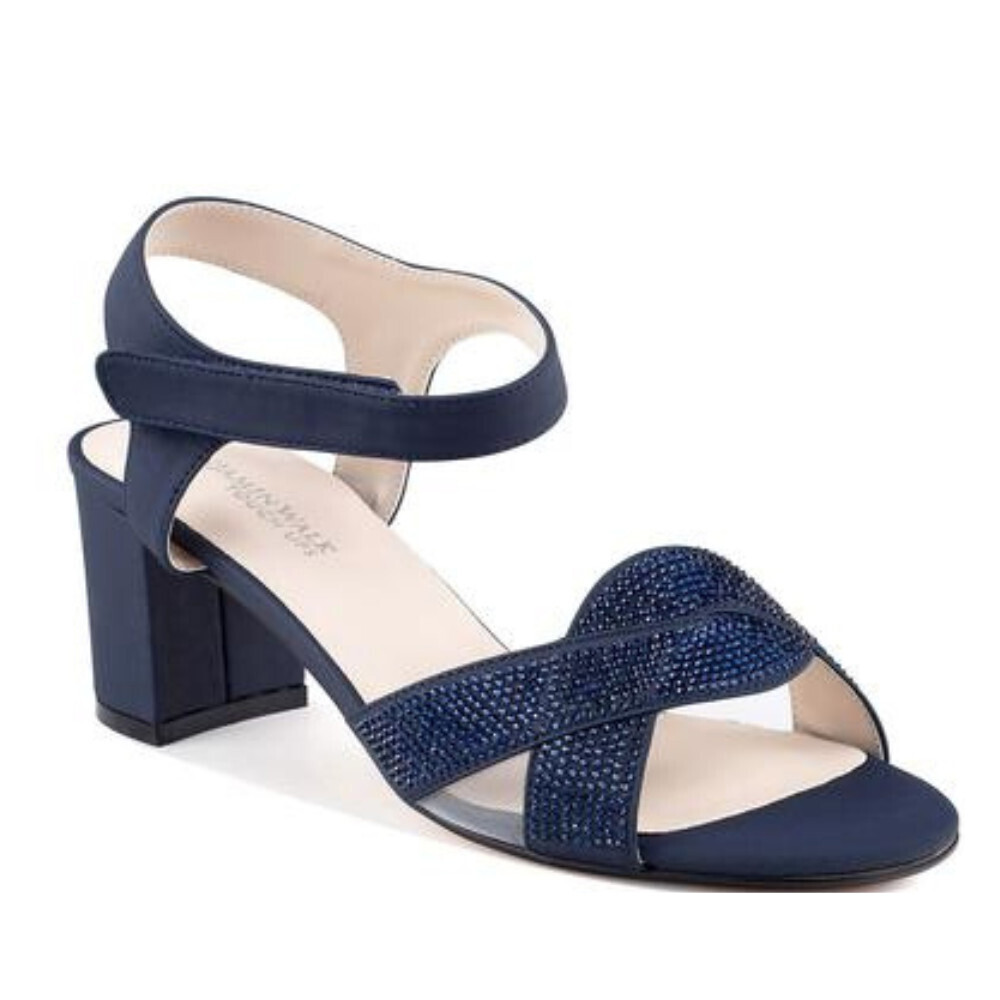 Touch Ups Cam 4640 Strappy Womens 10W Navy Ankle Strap Block Heel Sandal GAL1970